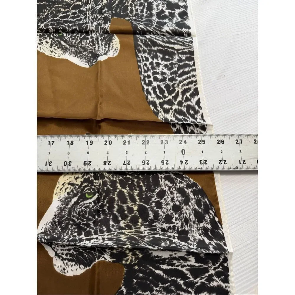 Glentex White Jaguar Leopard Scarf Vintage Rare
